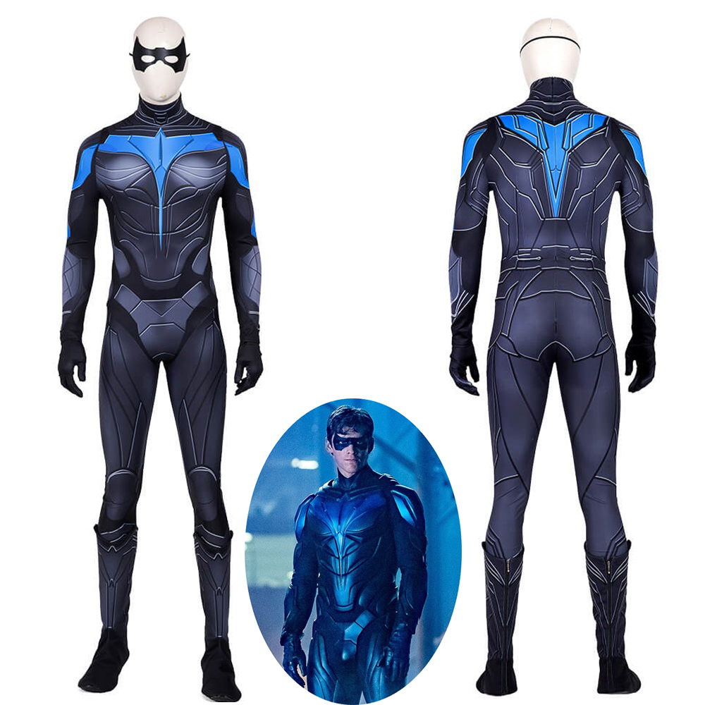 Nightwing Costume Cosplay Suit Dick Grayson Titans Men Outfit Ver 1