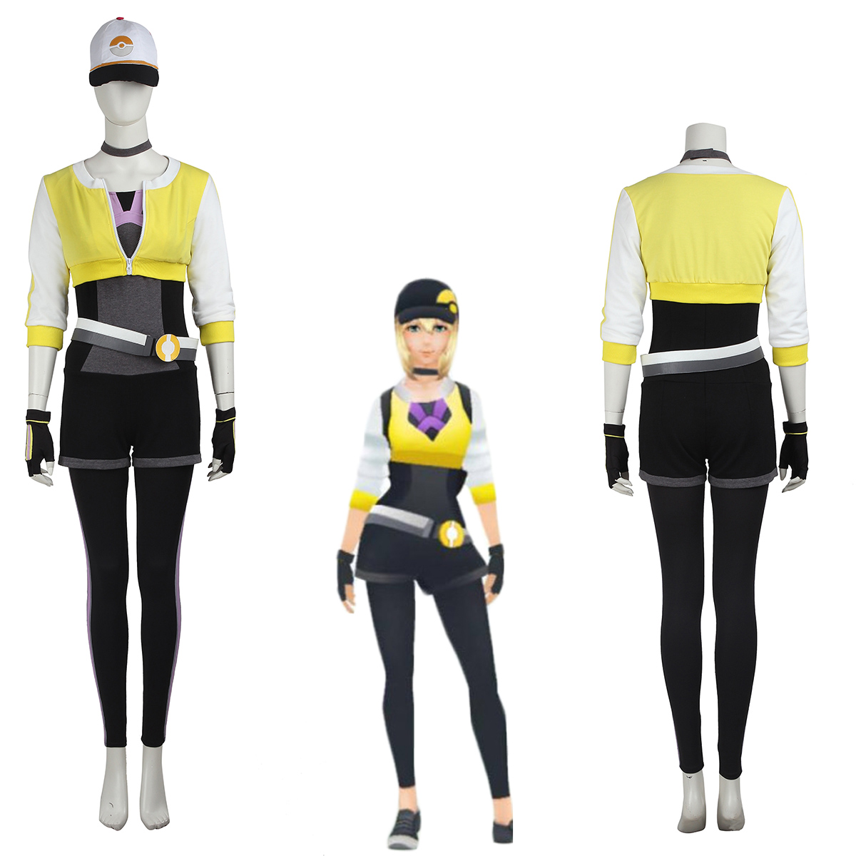 Women's Pokemon Go Trainer Yellow Team Valor Instinct Mystic Cosplay Costume