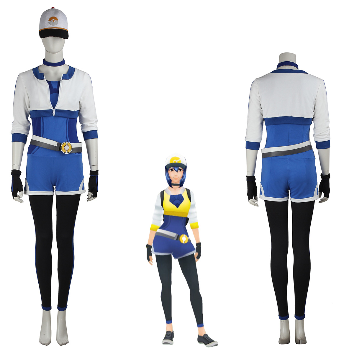 Women's Pokemon Go Trainer Blue Team Valor Instinct Mystic Cosplay Costume